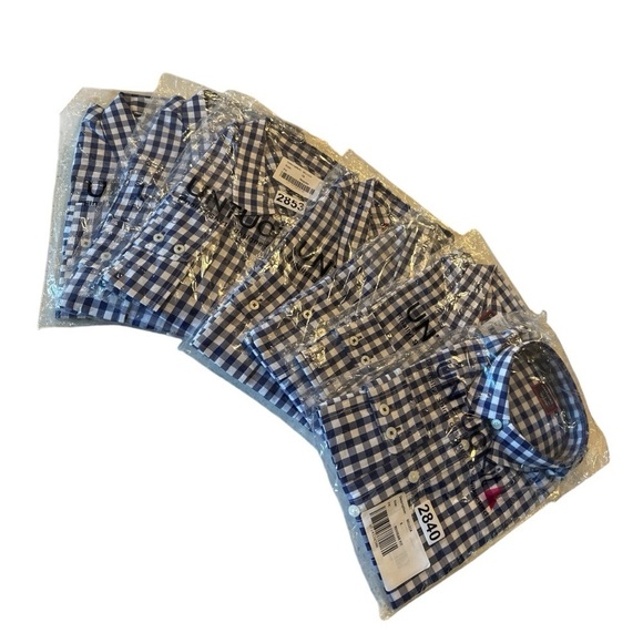 UNTUCKit Women's Belleza Button Up Long Sleeve Blue Gingham Shirt Navy White NEW - Picture 12 of 13